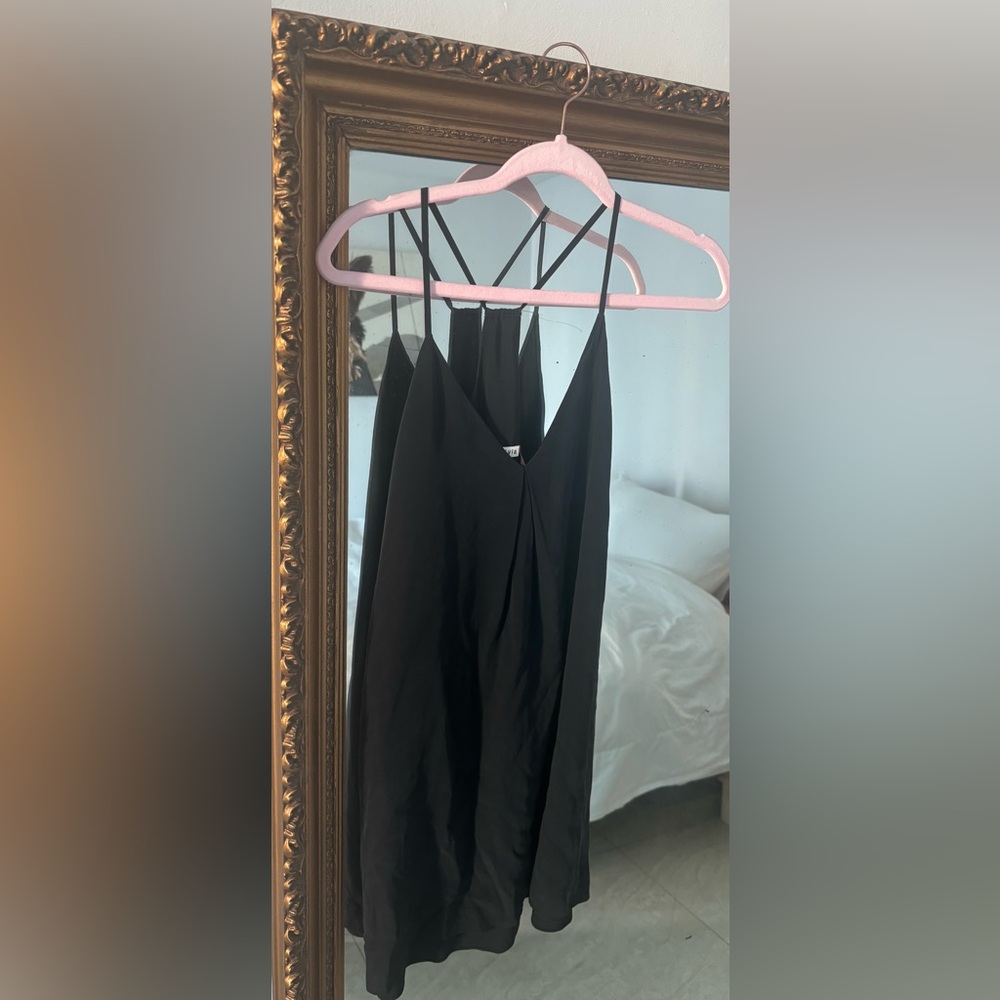 Alice + Olivia Vintage Silk Black Mini Dress: - Picture 4 of 6